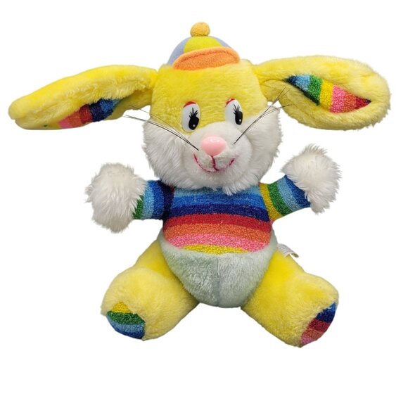Vtg Scottie Toys Easter Rainbow Bunny Plush Stuffed Animal 12" Terry Cloth Belly - Picture 1 of 12